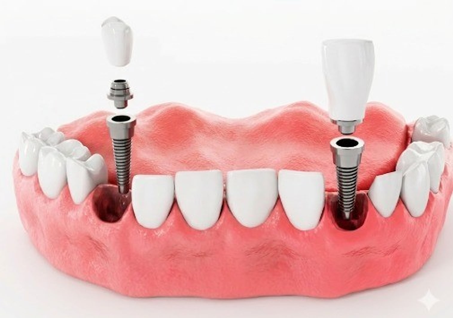 Modelo de implantes dentales de titanio con corona, Dental Rilo, Lima